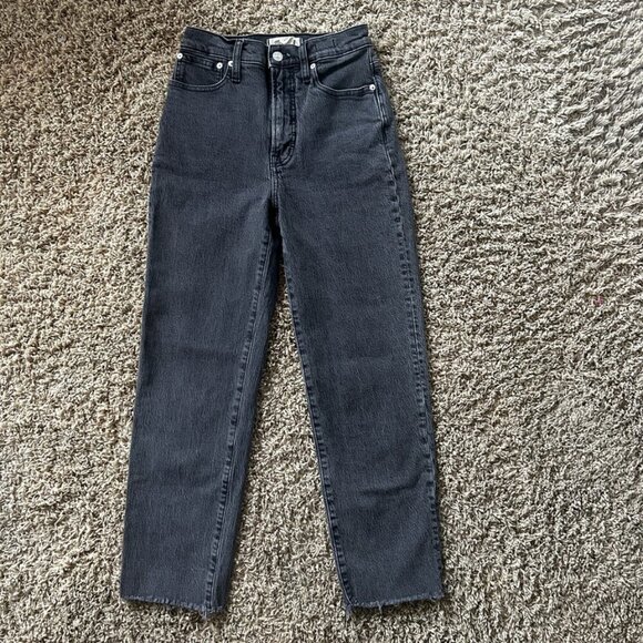 Madewell The Perfect Vintage Straught Jeans in Black Women's Size 24 Raw Hem - Picture 3 of 9